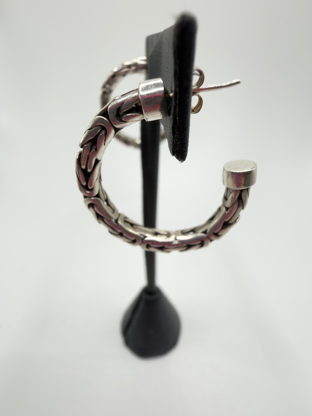 Suarti BA Byzantine chain sterling silver thick post signed hoop earrings boho - Picture 8 of 11
